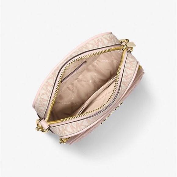 Michael Kors Jet Set Signature Logo Crossbody Bag Metallic Rose Gold Multi Boxed - Picture 4 of 10